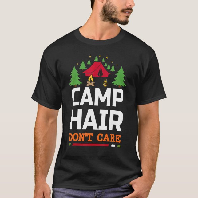 Camping Hair Dont Care Quote Classic Family, somma T Shirt (Framsida)