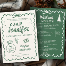 Camping Hand plockade Grönt Bow Bachelorette Party