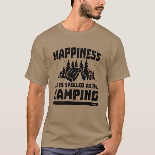 Camping happiness satisfaction funny saying retro t shirt (Framsida)