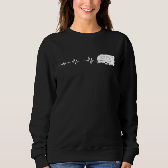 Camping Heartslag Camper Caravan T Shirt (Framsida)