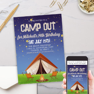 Camping Helg Getaway-Födelsedagsfest Inbjudningar