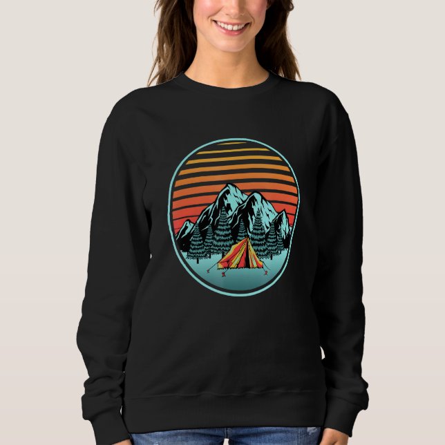 Camping Hiker Retro Synthwave Hiking Camp Tält Cam T Shirt (Framsida)
