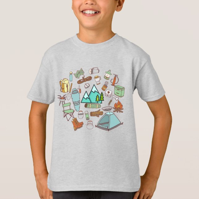 Camping, Hiking, Äventyr T Shirt (Framsida)