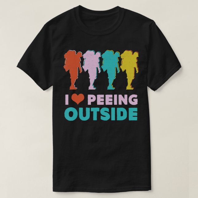 Camping Hiking Gift- I Kärlek Peeing Exside-Hiker T Shirt (Design framsida)