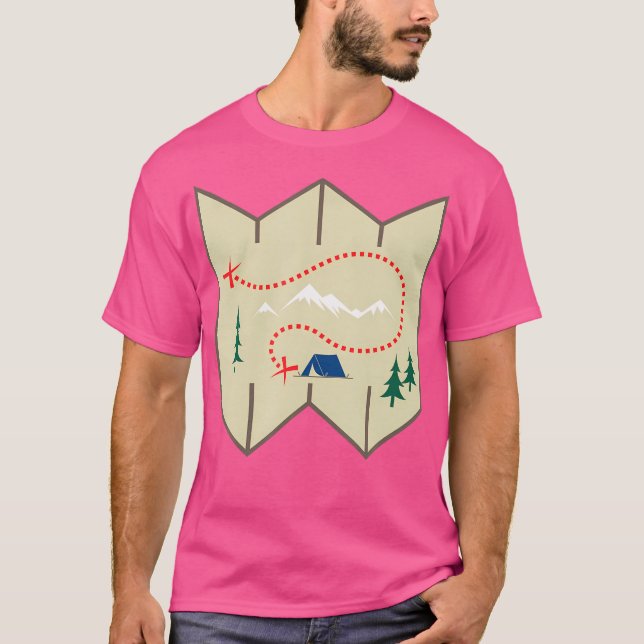 Camping Hiking Karta Funny Camper Gift Idea För ma T Shirt (Framsida)
