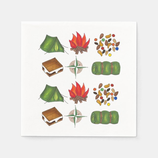 Camping Hiking Outdoor Summer Camp Napkins Pappersservett (Framsidan)