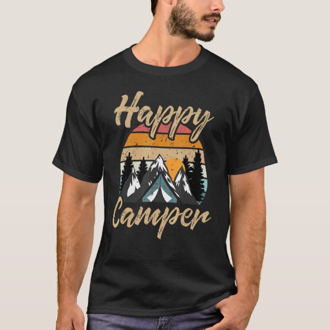 Camping Hiking Present Lycklig Camper 1 T Shirt (Framsida)