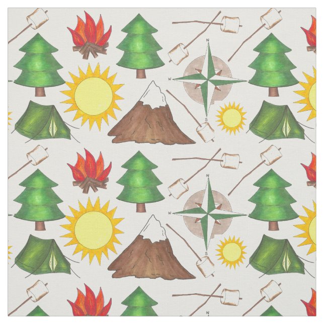 Camping Hiking Summer Camp Fabric Tält Sol Smores Tyg (Provkarta)