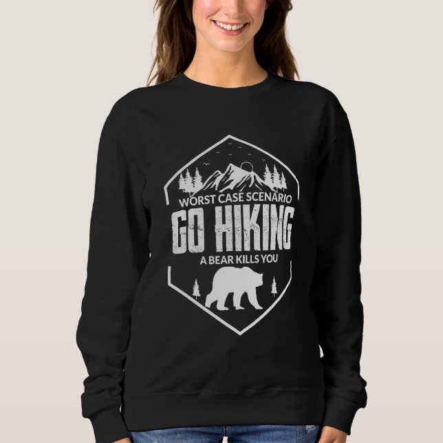 Camping Hiking T-shirt Gå Vandring Björn Döda Dig  (Framsida)