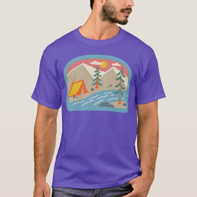Camping hippie 80-tal familj t shirt (Framsida)