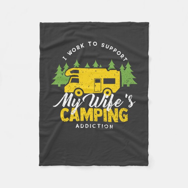 Camping - hustruns campingberoende fleecefilt (Framsidan)