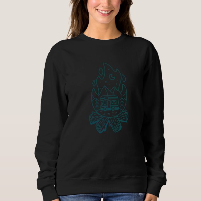 Camping Husvagn Bål T Shirt (Framsida)