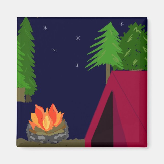 Camping i en tält magnet (Framsidan)