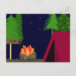 Camping i en tält vykort