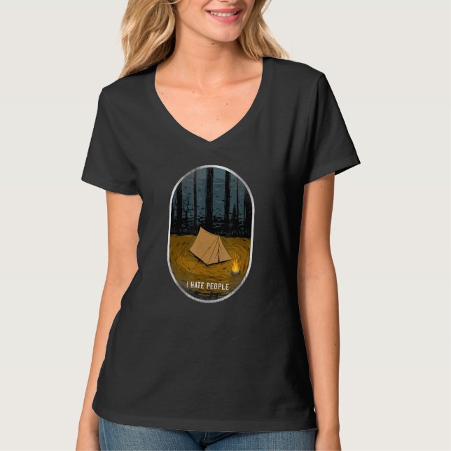 Camping I Hate People Tält T Shirt (Framsida)