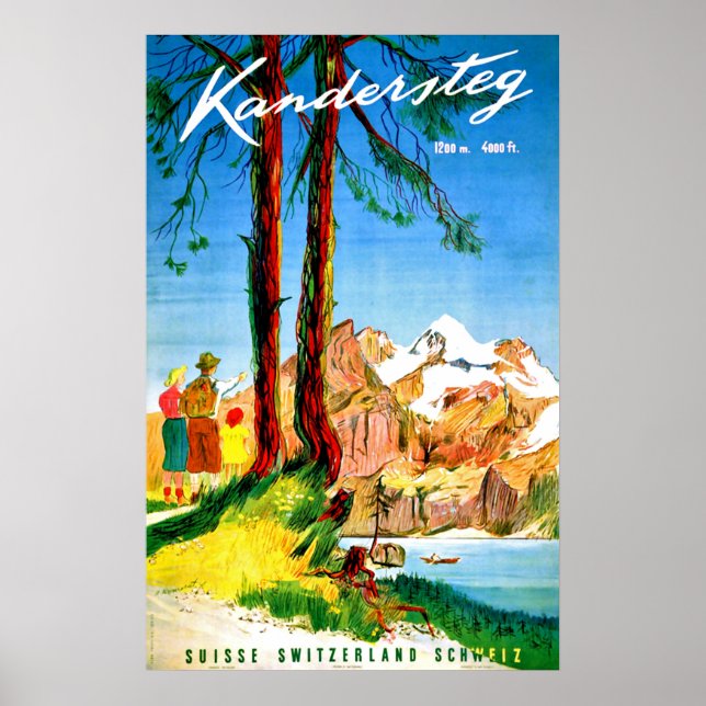 Camping i Kandersteg, Schweiz Poster (Framsidan)