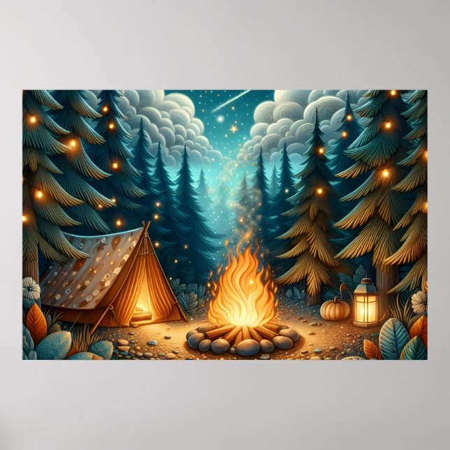 Camping i skog poster (Framsidan)