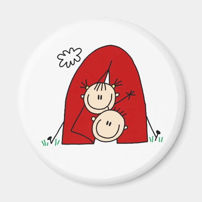 Camping i tältmagnet magnet (Framsidan)
