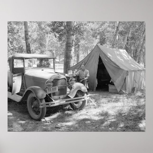 Camping i Yakima Valley, 1936. Vintagefoto Poster (Framsidan)