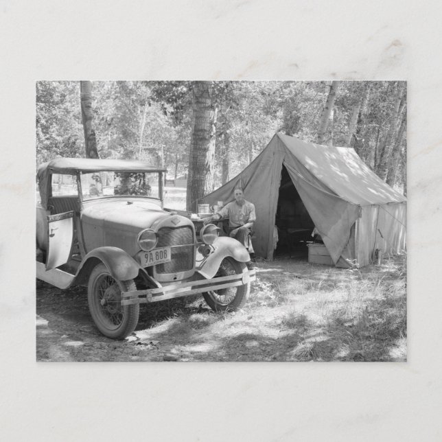 Camping i Yakima Valley, 1936 Vykort (Framsida)