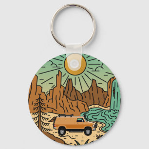 Camping in Desert SW Van Life Button Nyckelring
