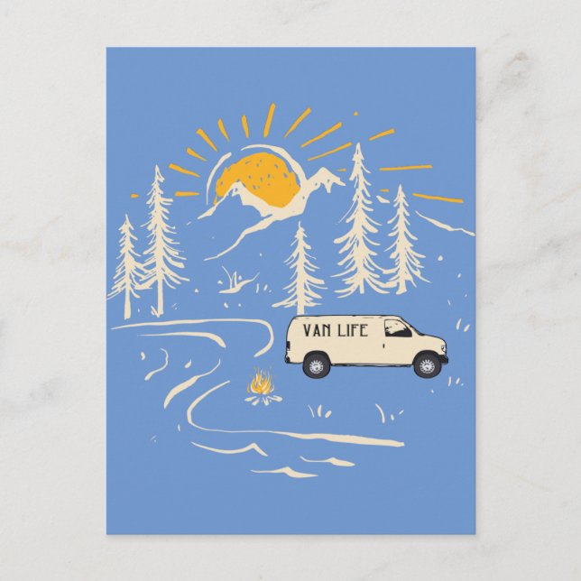 Camping in the Mountains Van Life Postcard Vykort (Framsida)