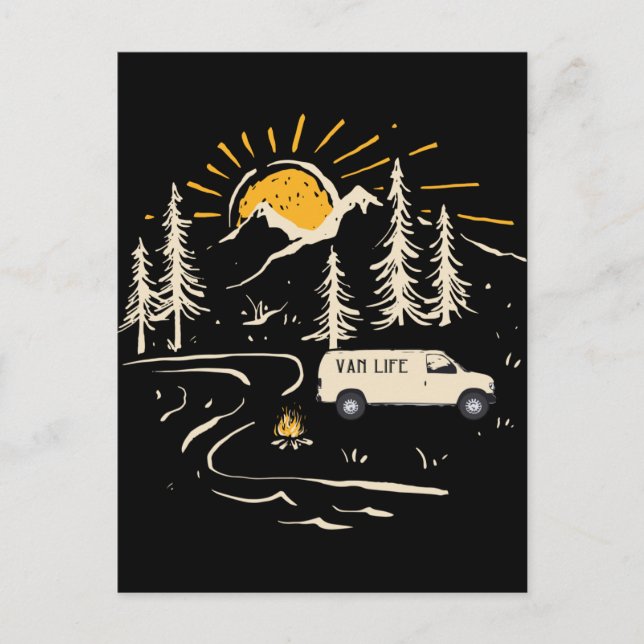 Camping in the Mountains Van Life Vykort (Framsida)