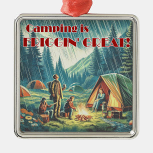 Camping is friggin Underbar Funny Rain Julgransprydnad Metall
