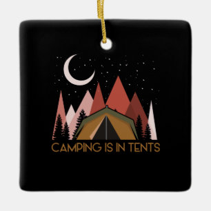 Camping is in Tält Funny Camping Julgransprydnad Keramik