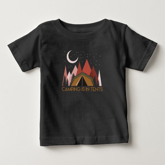 Camping is in Tält Funny Camping T Shirt (Framsida)