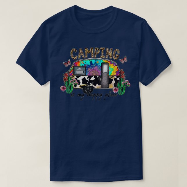 Camping Is My Happy Place Camping Van Cactus Weste T Shirt (Design framsida)