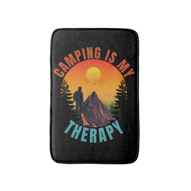Camping is my therapy outdoor vacation gift badrumsmatta (Framsidan (Vertikal))