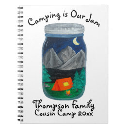 Camping is Our Jam Tent and Mountains in Jar Anteckningsbok