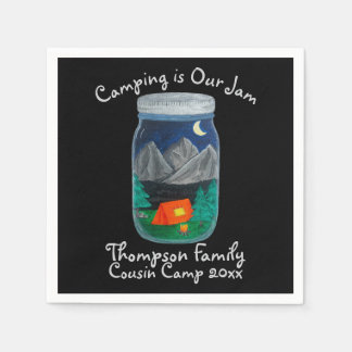 Camping is Our Jam Tent and Mountains in Jar Pappersservett