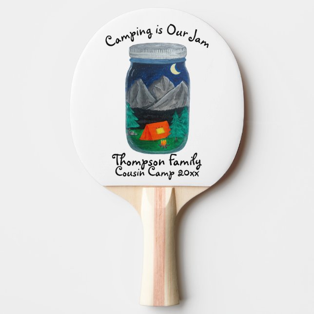 Camping is Our Jam Tent and Mountains in Jar Pingisracket (Framsidan)