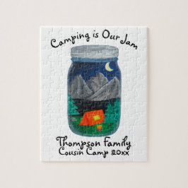 Camping is Our Jam Tent and Mountains in Jar Pussel