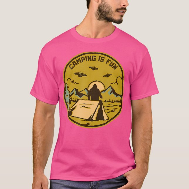 Camping is Roligt Ufo Bigfoot-foning Camping T Shirt (Framsida)