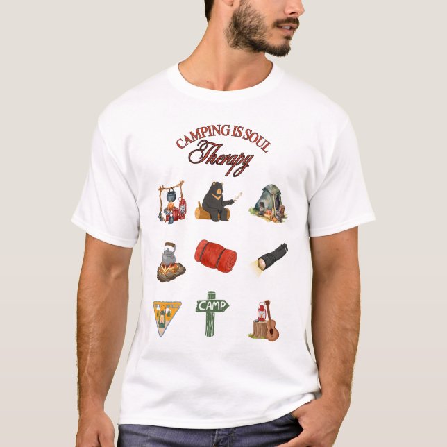 Camping is Soul Therapy T Shirt (Framsida)
