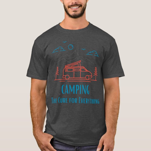 Camping is the cure for everything retro t shirt (Framsida)