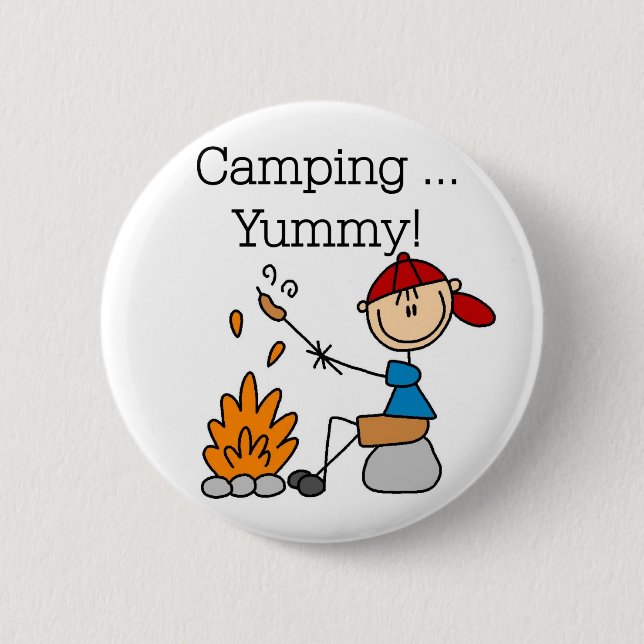 Camping is Yummy T-shirts och presenter Knapp (Framsida)