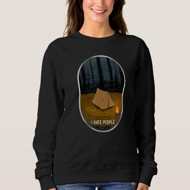 Camping jag hatar människor tält t shirt (Framsida)