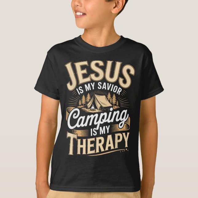 Camping Jesus kristen tro religiös  T Shirt (Framsida)