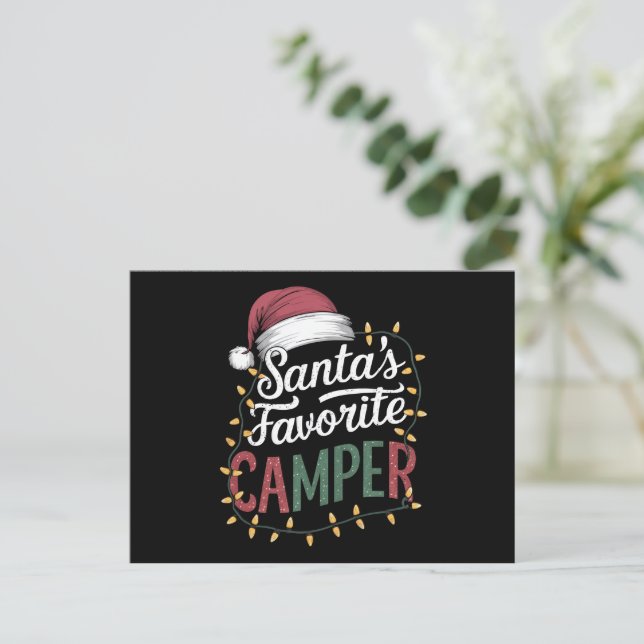 Camping jul Tomtens favoritcamperpresent Helg Vykort (Stående Fram)