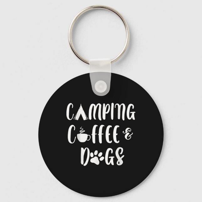 Camping Kaffe Och Hundar Utomhusäventyr Valp Lo Nyckelring (Framsida)
