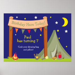 Camping Khaki Grönt Birthday Poster
