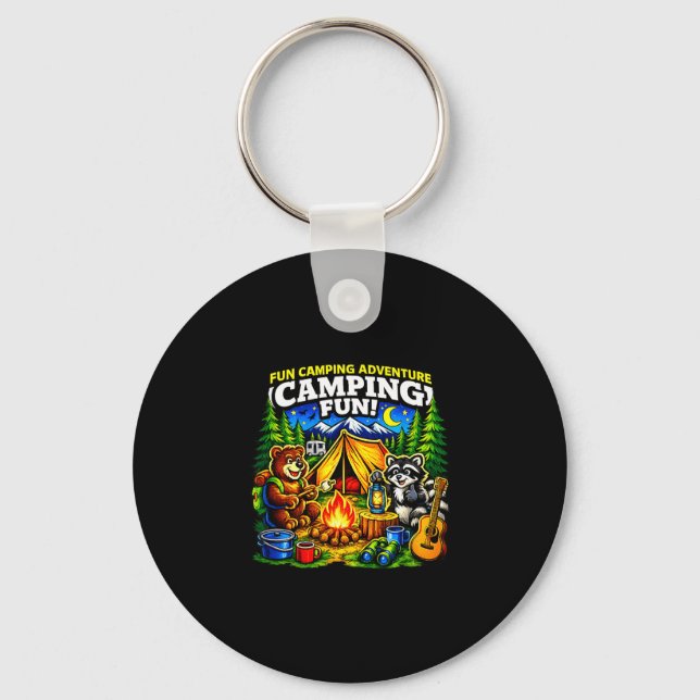 Camping kul äventyr rolig lägereld utomhus  nyckelring (Framsida)