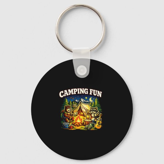 Camping kul äventyr rolig lägereld utomhus  nyckelring (Framsida)