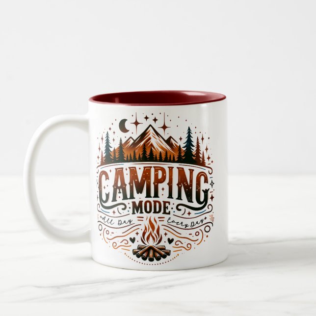 Camping-läge Illustration Två-Tonad Mugg (Vänster)