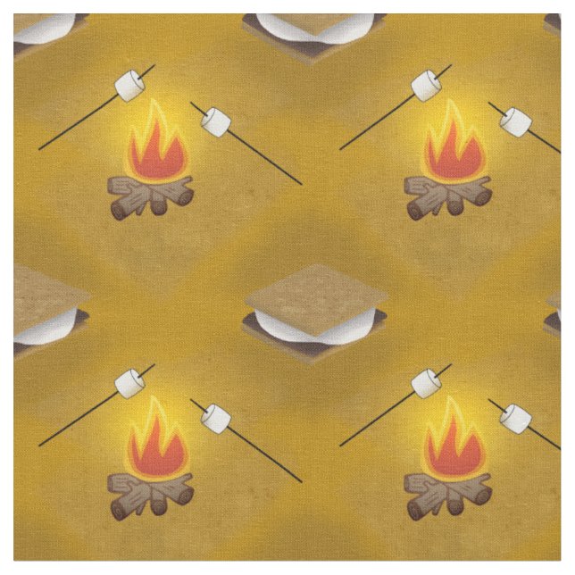 Camping  Lägger eld och Smores Mönster Tyg (Närbild)