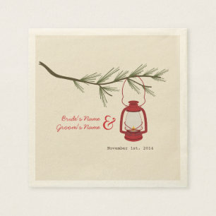 Camping Lantern + Evergreen Träd Bröllop Napkins Pappersservett